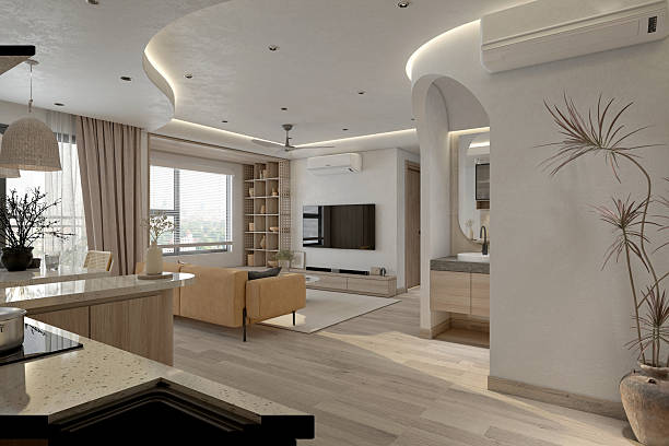 istock 3d render of living room and dining space 2204935220