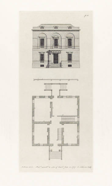 istock Historical Design In Architecture, Plans and Elevations of Houses in the 1700s, Published in 1780 2204944506
