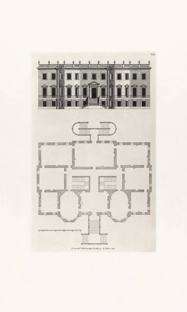 istock Historical Design In Architecture, Plans and Elevations of Houses in the 1700s, Published in 1780 2204944630