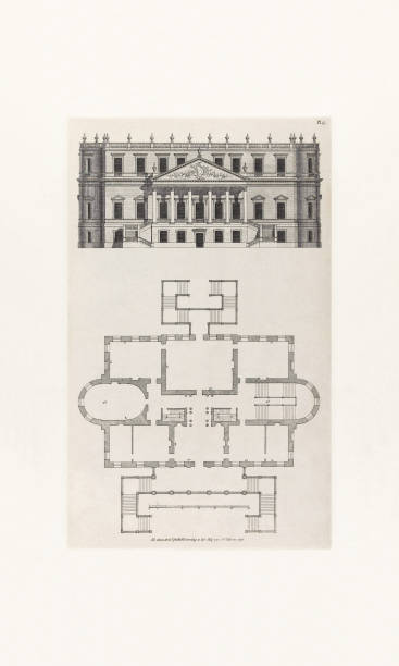 istock Historical Design In Architecture, Plans and Elevations of Houses in the 1700s, Published in 1780 2204944662