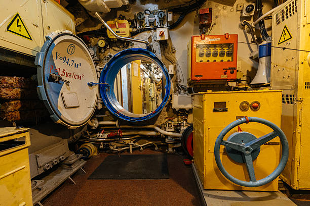 istock Inside old diesel military submarine 2204954050