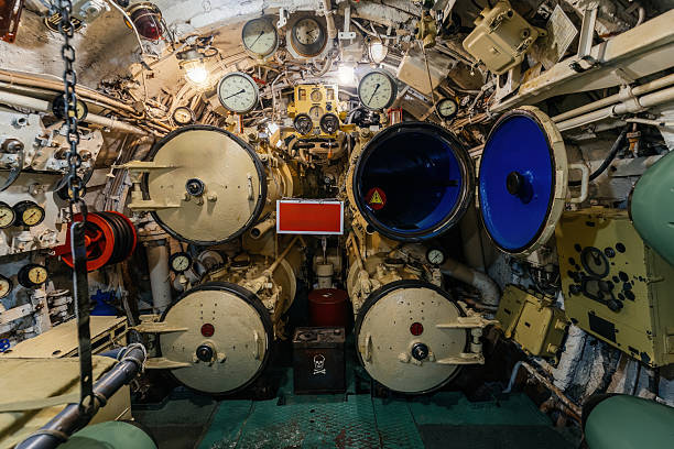 istock Inside old diesel military submarine 2204954070