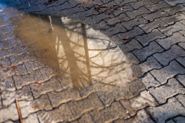 multi exposure urban abstract background. heavy rain in city.