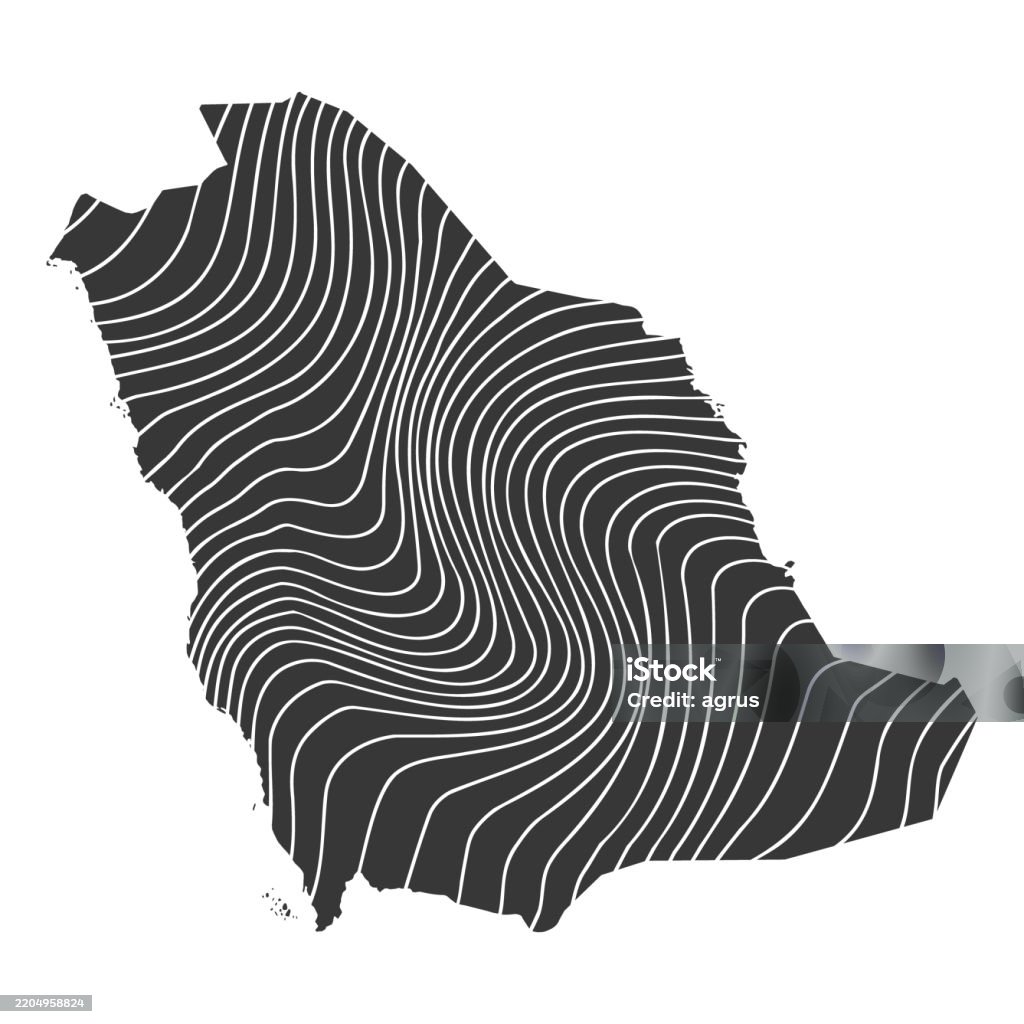 Saudi Abstract Map Abstract Map Of Saudi Arabia With Wave Pattern Stock Illustration ...