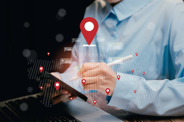 istock Business Location Strategy with Technology and Digital Mapping in Modern Workplace Environment, Business concept 2204959729