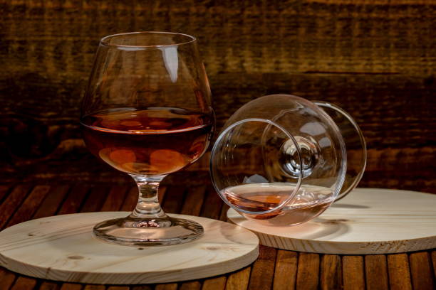 istock Cognac balloon on wooden background in close-up 2204971659