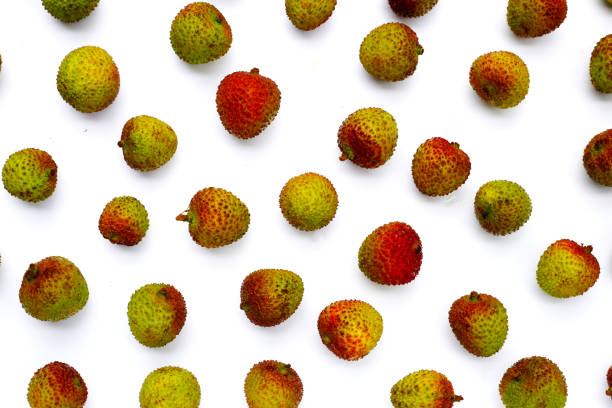 istock Fresh lychee fruit on white background. Juicy exotic fruit. 2204975826