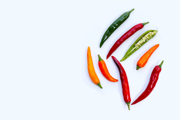 Chili peppers on a white background.