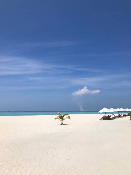 istock Maldives secluded beach and smoke cloud 2204985192