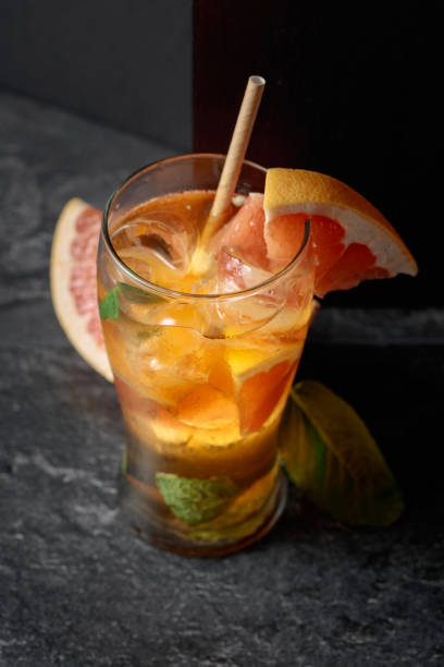 istock Hard seltzer with ice, mint, and grapefruit. 2204986903