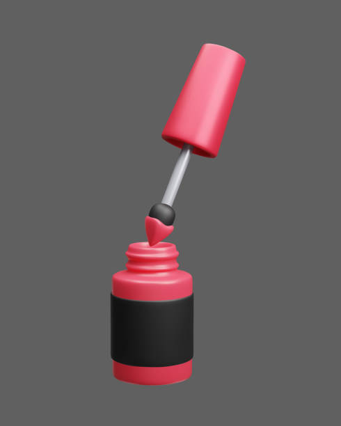 istock Nail polish bottle with brush applicator 3D vector illustration. Red and black luxury beauty fashion makeup product. Manicure pedicure beauty salon accessory nail polish open lacquer bottle 3D vector. 2204988099