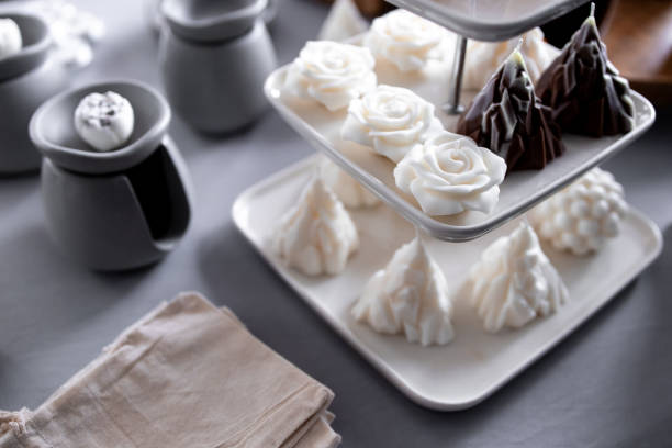 istock Elegant white and dark chocolate desserts on a tiered tray 2204988878