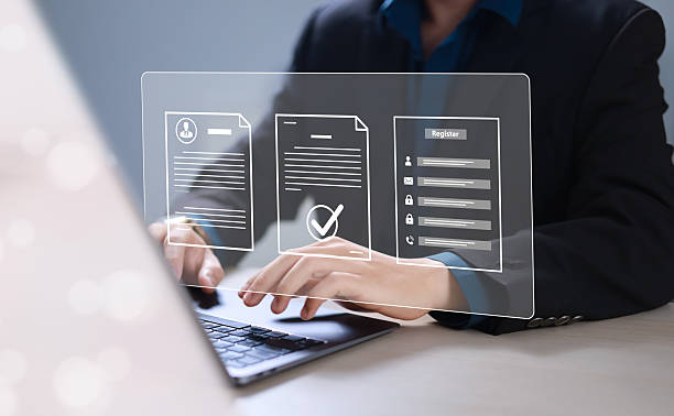 Complete an online survey Register with an online registration form Register a new user Complete an application form with personal information to create an account on the website.
