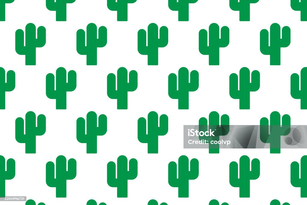 Abstract Cactus Vector Green Cactus Pattern Desert Cactus Wallpaper Vector Illustration Stock ...