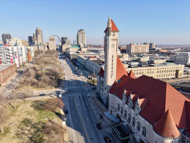 istock Downtown Union Station and Arch Aerial 2204996950