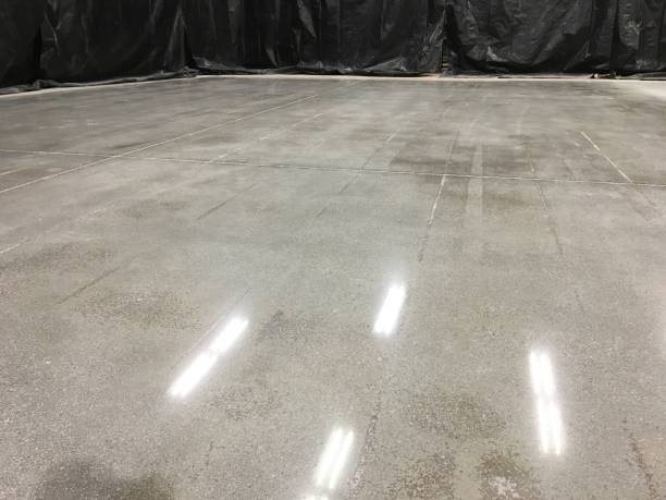 istock Section of Polished Concrete Floor During Overnight Store Remodel 2204999657