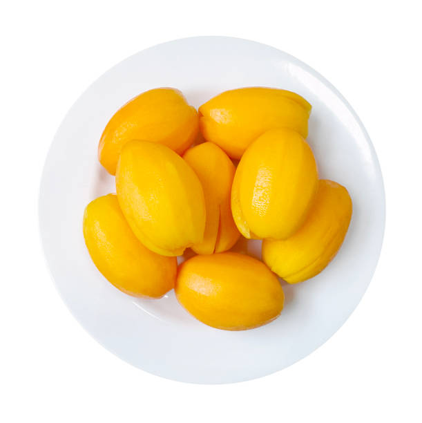istock Marian plum or Plum mango fruit in the dish isolated on white background 2205004145