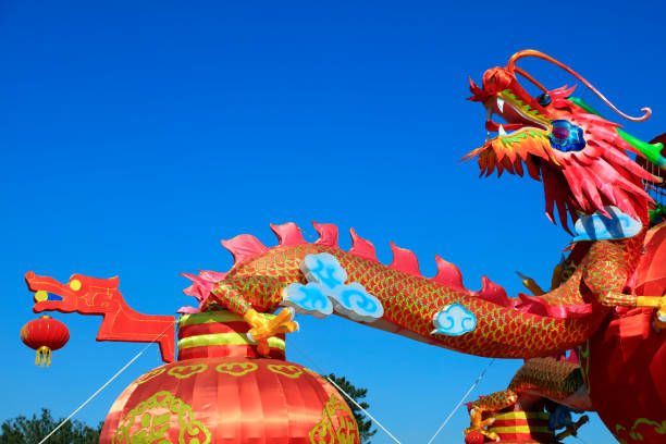 istock Chinese dragon lanterns in the park 2205005832