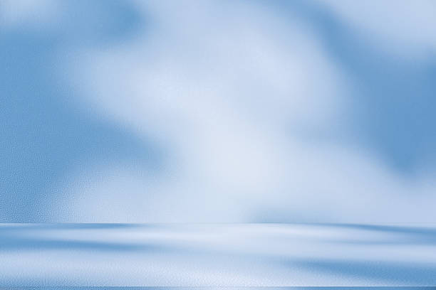 Studio style background wall decoration presentation uses white and blue tones. with shadows cast from a nearby window, concept creating a decorative