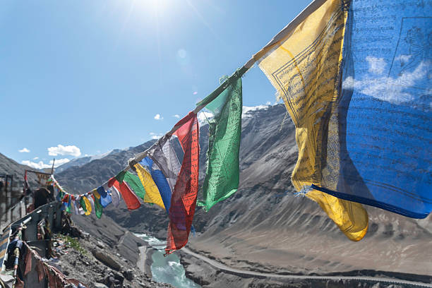 istock Tibetan prayer flags  Close view of prayers flags 2205017346