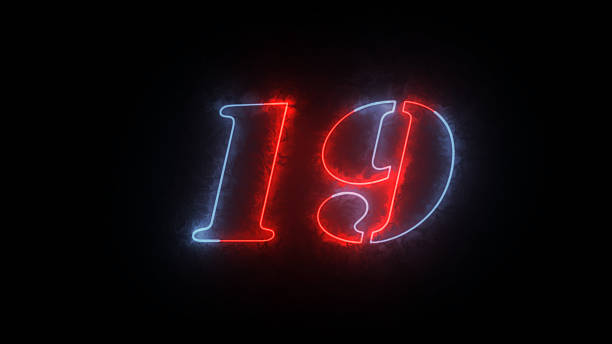 istock Neon numbers 19, light banner, neon signboard.Neon countdown text number illustration. 2205022011