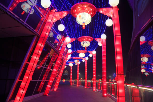 istock red lanterns in the park at night 2205025447