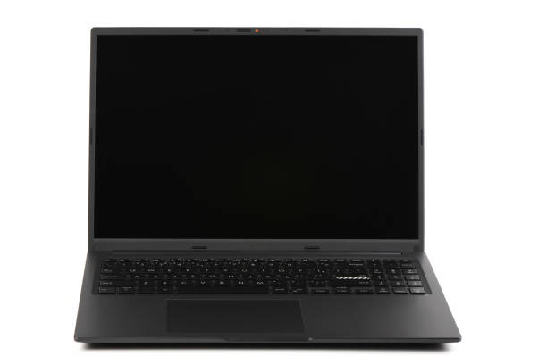 istock Laptop or notebook with blank screen isolated with on transparent background. 2205029025