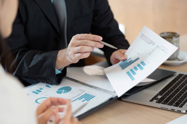istock Business executives analyzing financial reports and discussing data insights 2205030010
