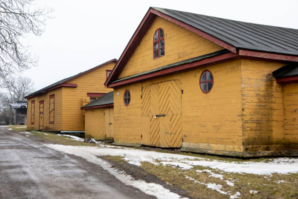 A scenic view of a traditional Norwegian turf-roofed log cabin situated near the city of BodÃ¸, Nordland. The serene setting captures the rustic charm of Northern Norway beyond the Polar Circle.