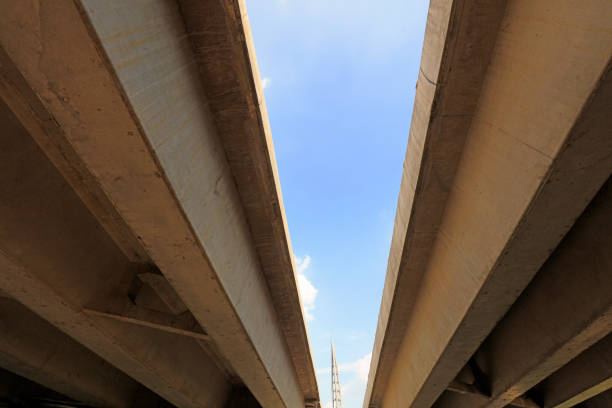 Bottom view of high speed railway bridge