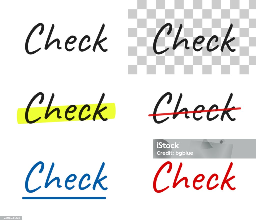 Checkt Text Check Handwritten Text Highlighted Crossed Out Underlined On Blank ...