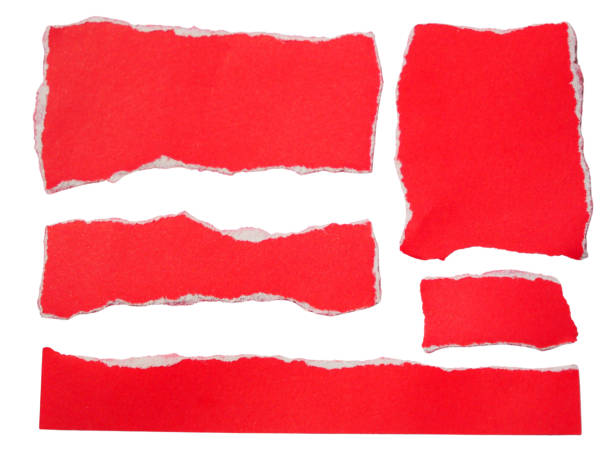 istock Pieces of torn or cut red paper, design elements isolated on transparent background. 2205041888