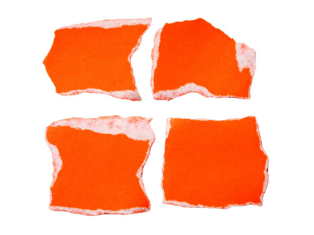 istock Pieces of torn or cut orange paper, design elements isolated on transparent background. 2205041911