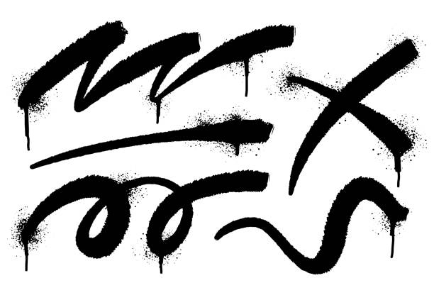 ilustrații de stoc cu graffiti zig zag, încrucișat, drept, spiralat și ondulat - vopsea spray