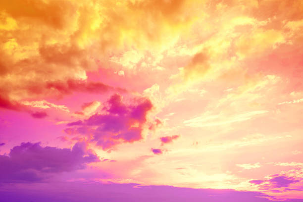 Colorful cloudy sky at sunset. Gradient color. Sky texture, abstract nature background