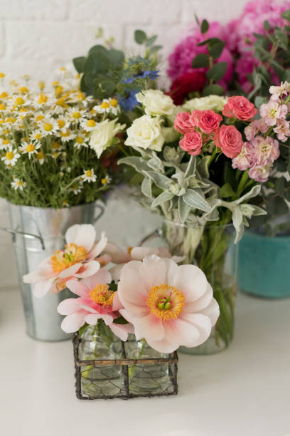 istock Flowers in vases indoors 2205048108