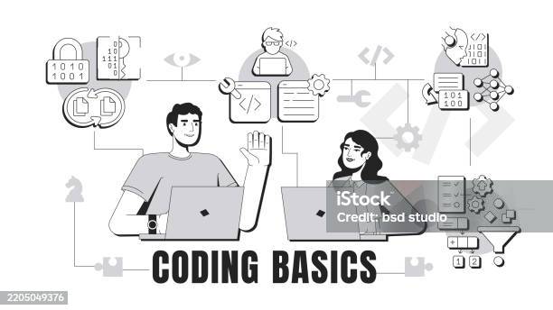 Coding Basics Banner Conceptual Illustration Stock Illustration ...