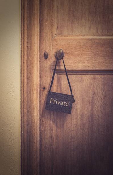 istock Wooden Door with 'Private' Sign 2205052137