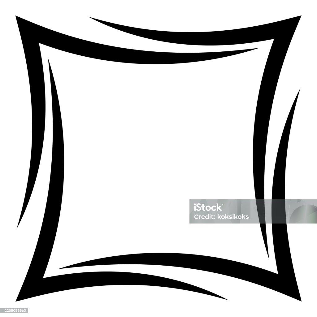 Black Distorted Square Frame Shape Contour Distortion Effect Stock ...