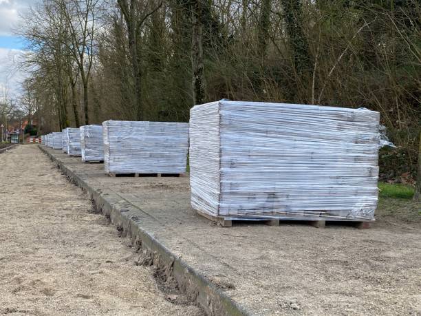 Old paving Bricks in stack to be reused.