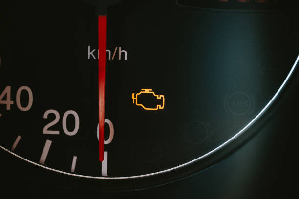 istock Car gauge check engine light indicator logo close up shot, no people 2205068688