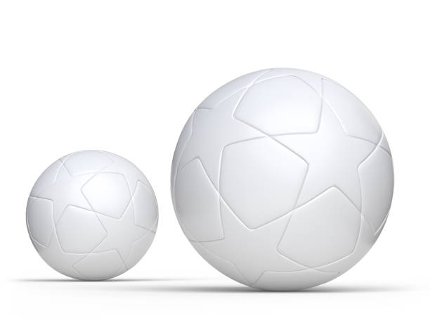 istock Blank white leather Soccer or football realistic mock up. Template hexagons pentagons empty football sphere isolated on background. Sports design element, leisure activities, hobby. 3d rendering 2205073238
