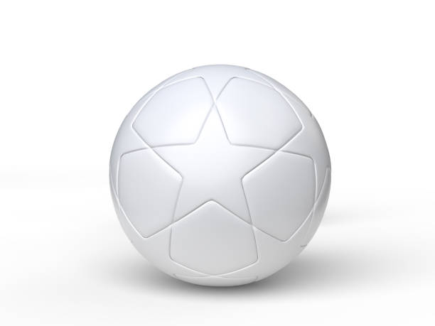 istock Blank white leather Soccer or football realistic mock up. Template hexagons pentagons empty football sphere isolated on background. Sports design element, leisure activities, hobby. 3d rendering 2205073242