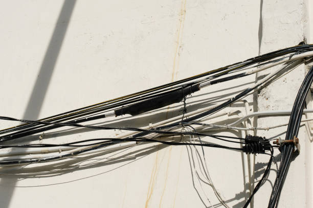 High-voltage tower long-distance energy transport. Power concept. Connection concept.