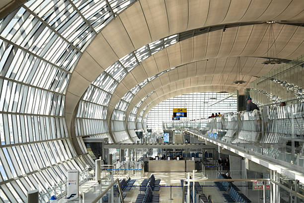 Samutprakarn, Thailand - January 17, 2025 : Beautiful atmosphere inside Suvarnabhumi Airport