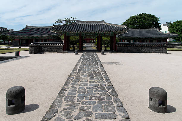 istock walkway and traditional Korean building 2205086261