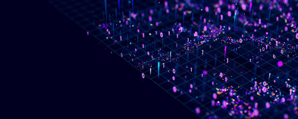 istock Macro of quantum computing technology. Digital patterns of big data. Microworld of LLM AI learning process. Nano technology presentation. 3d render illustration 2205087681