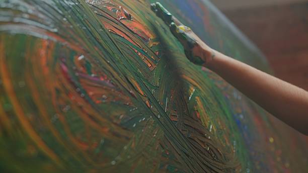 istock Vibrant Artistic Expression beautifully manifested through Colorful Paint on a Canvas surface 2205088312