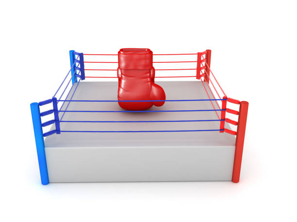 istock 3D Rendering of boxing glove hitting a ring 2205091905