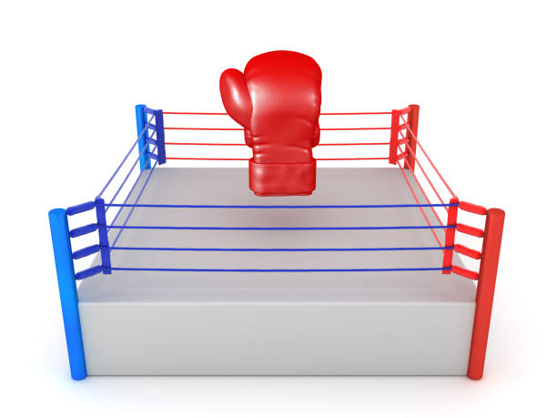 istock 3D Rendering of a boxing glove above a ring 2205091930